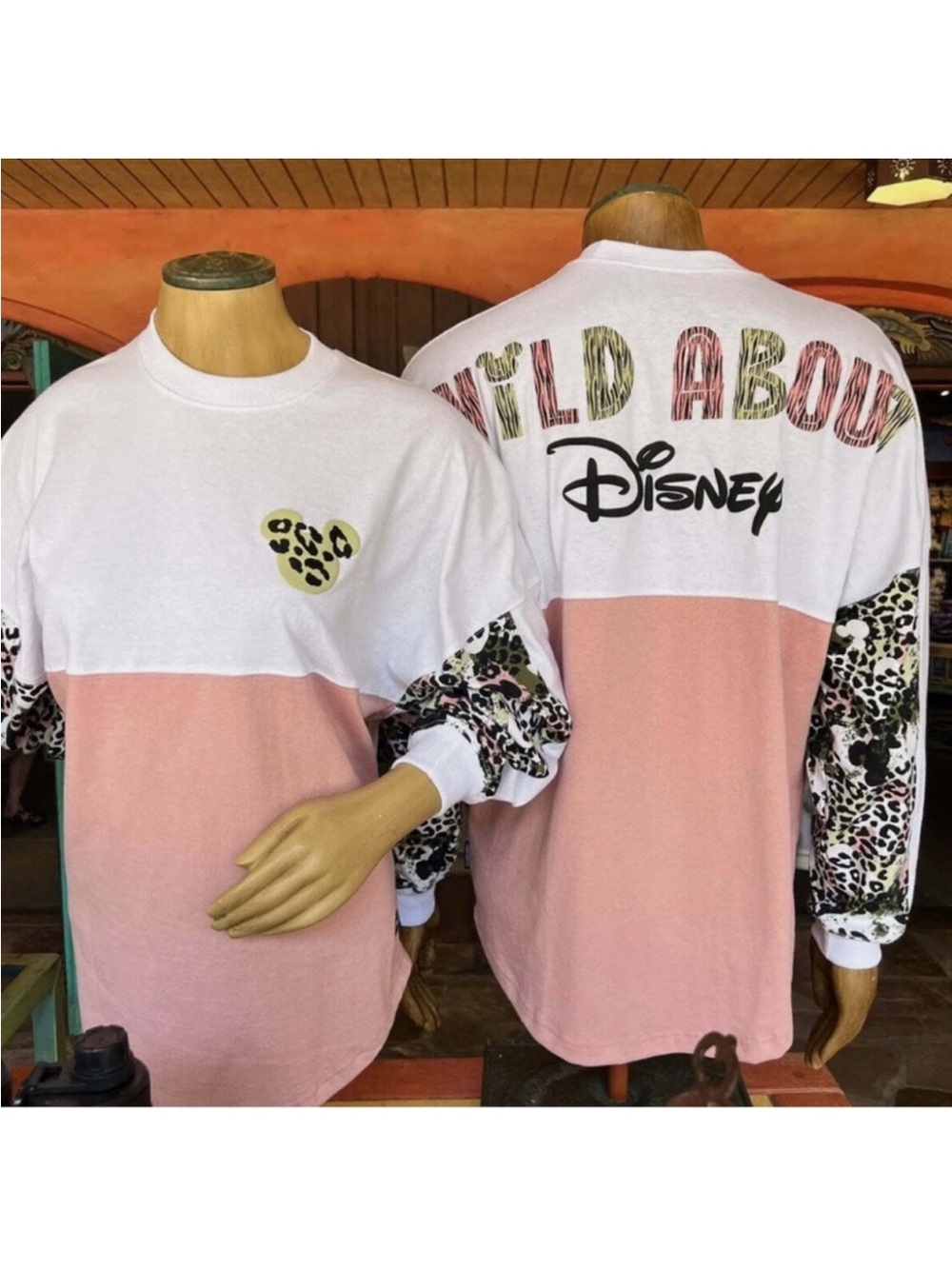 Disney spirit jersey wild about pink leopard print lime green